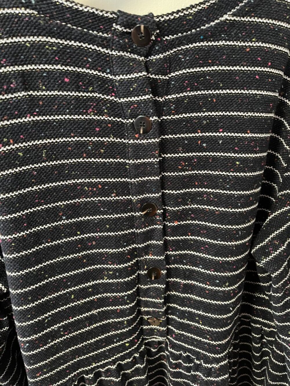 LOFT Plus Textured Speckled Stripe Babydoll Dress - Picture 4 of 6